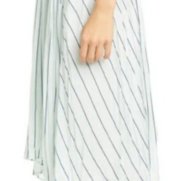 Vince Mint Stripe Gauze Panel Skirt Green M - Picture 7 of 11